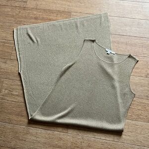 Chicos Gold Shimmer Midi Dress size medium